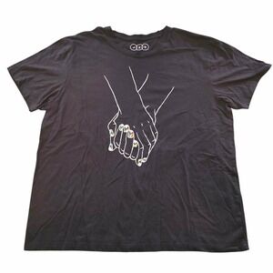 JZD Pride T-Shirt Latina Culture Pride Tee Holding Hands Black Rainbow Womens 1X